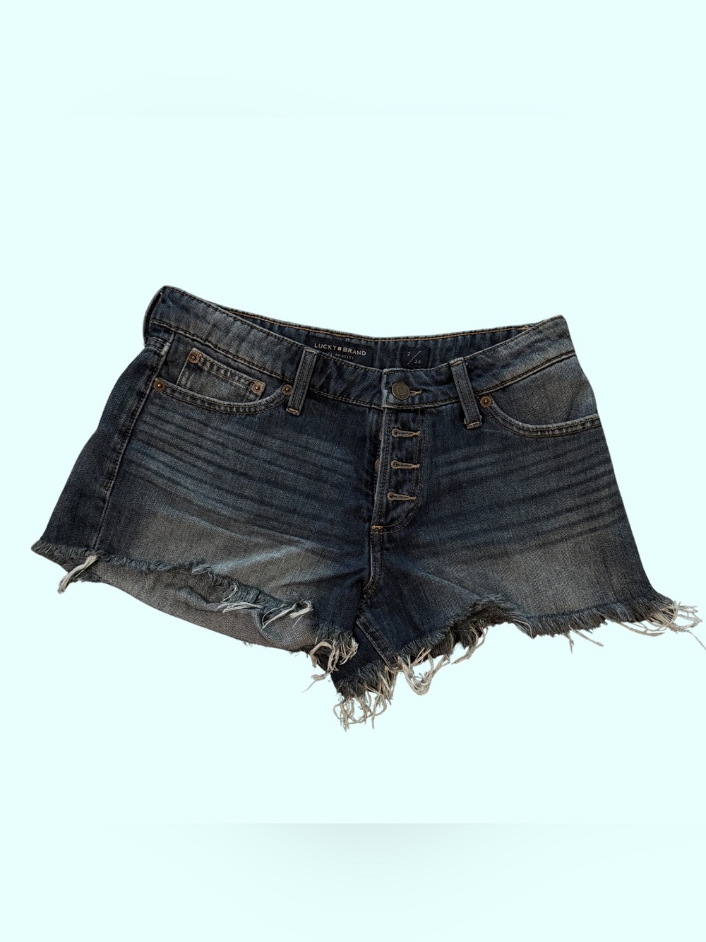 Lucky Brand Raw Hem Dark Blue Denim Shorts